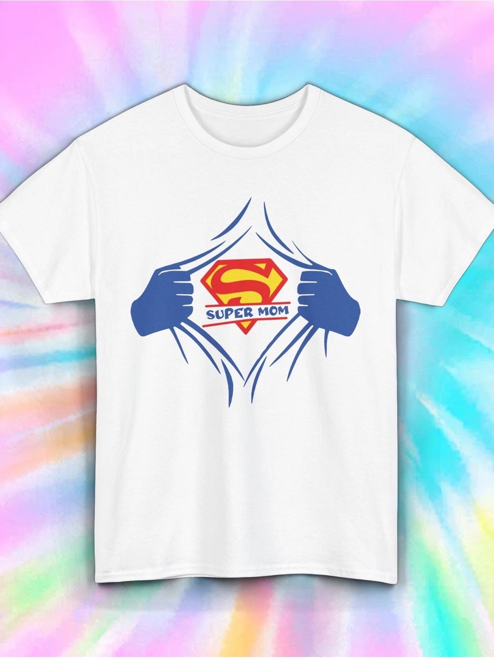 White 'Super Mom' Graphic Tee - Short Sleeve